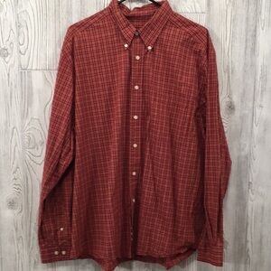 Eddie Bauer XL Mens Red Plaid Button Down Shirt